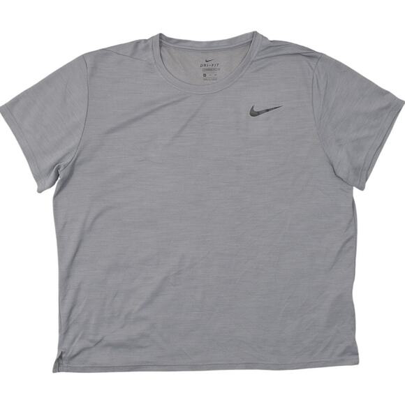 Nike Dri Fit Women's 2XL Gray Polyester Activewear T-Shirt Short Sleeve Gym - Picture 1 of 7